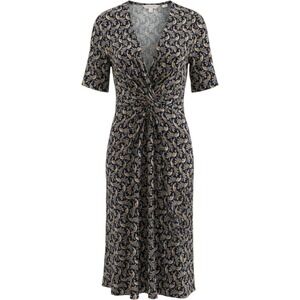 Boden sz 16-18 navy blue peacock deep V neck short sleeve sheath midi dress K